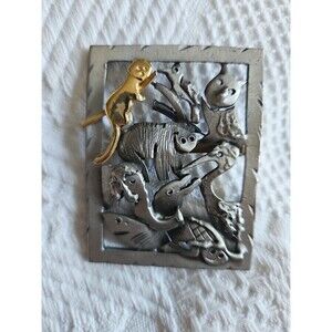 Vintage Ultra Craft Jungle Animals Brooch Pin Retro 2.5" x 2” Turtle